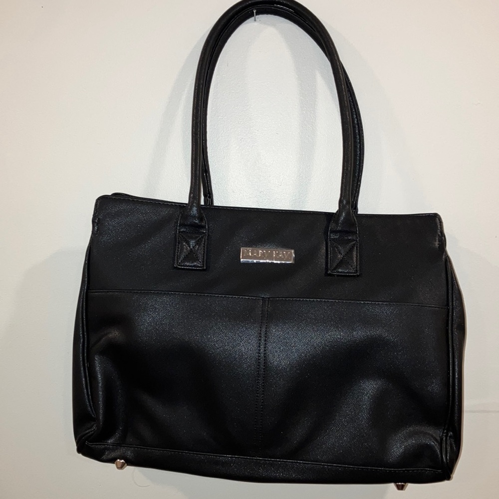 Mary Kay Black Consultant Tote Bag with Floral Interior and Zipper Pockets